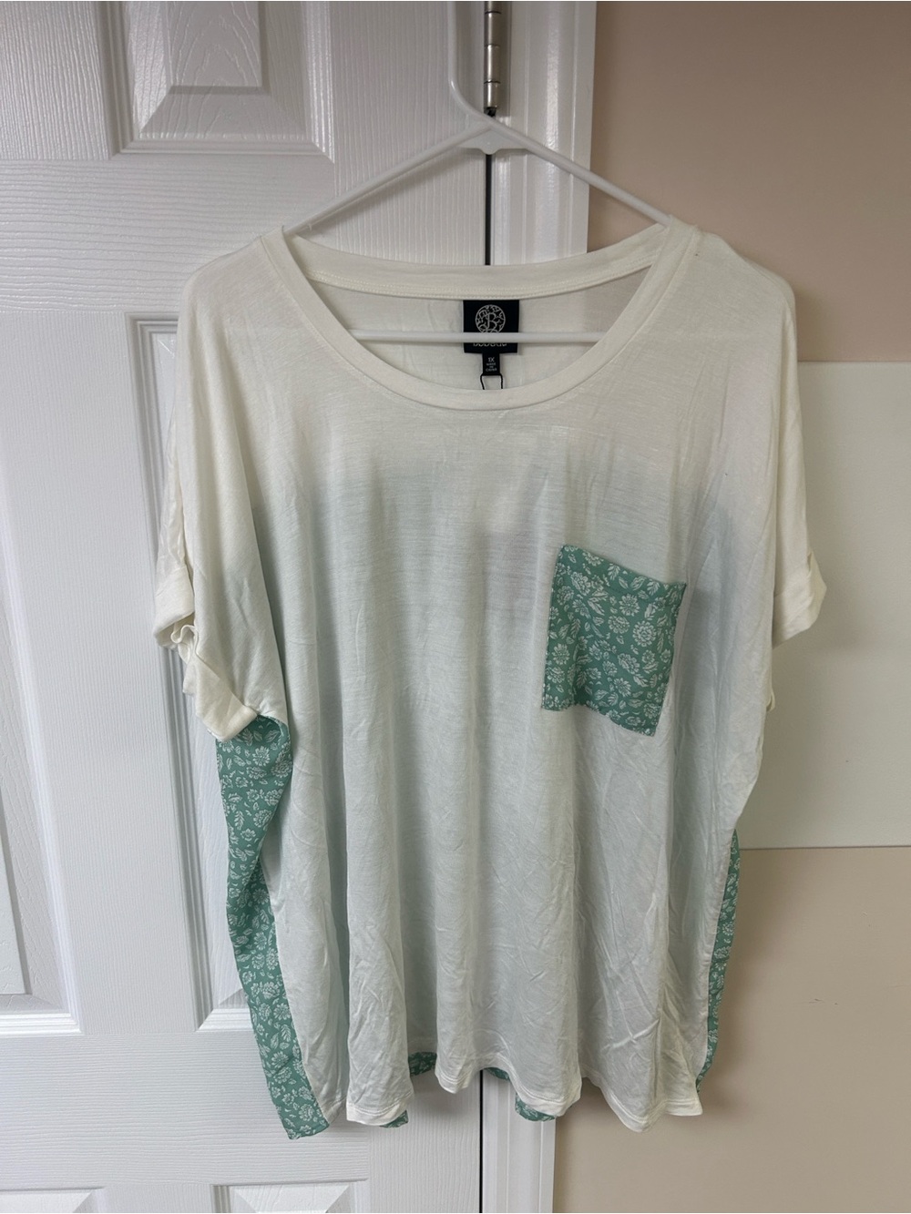 NWT Bobeau Mixed Media Pocket Tee 1X